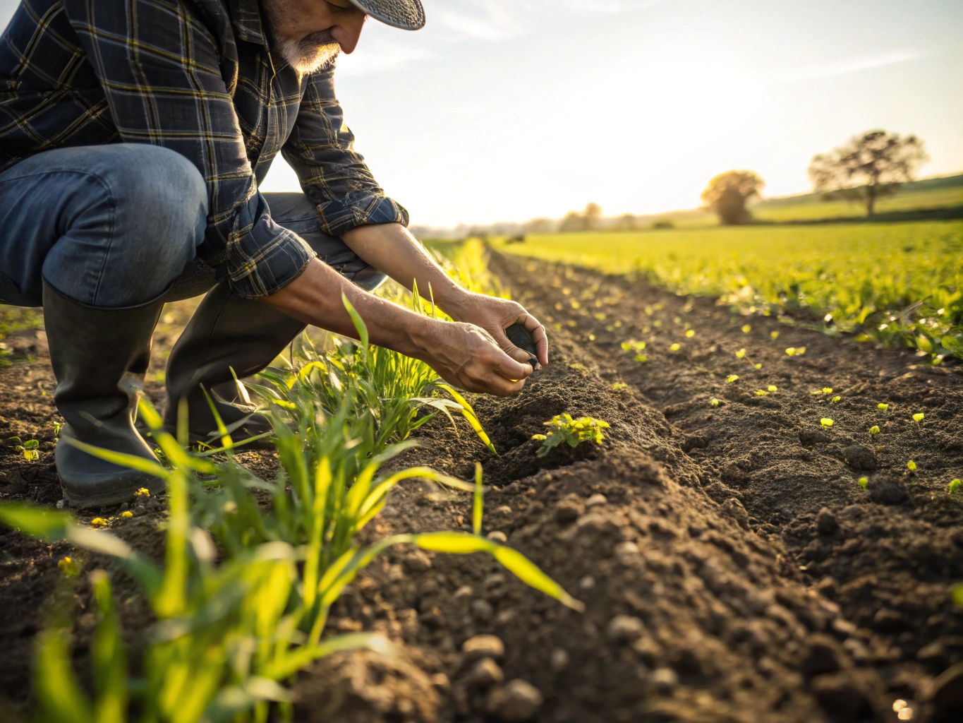 Rich dark regenerated soil held in cupped farmer hands