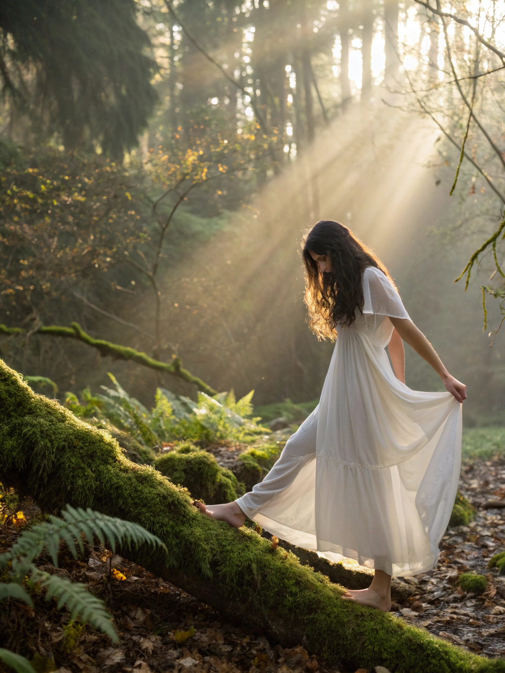 Barefoot walk through dew-covered morning farm grass