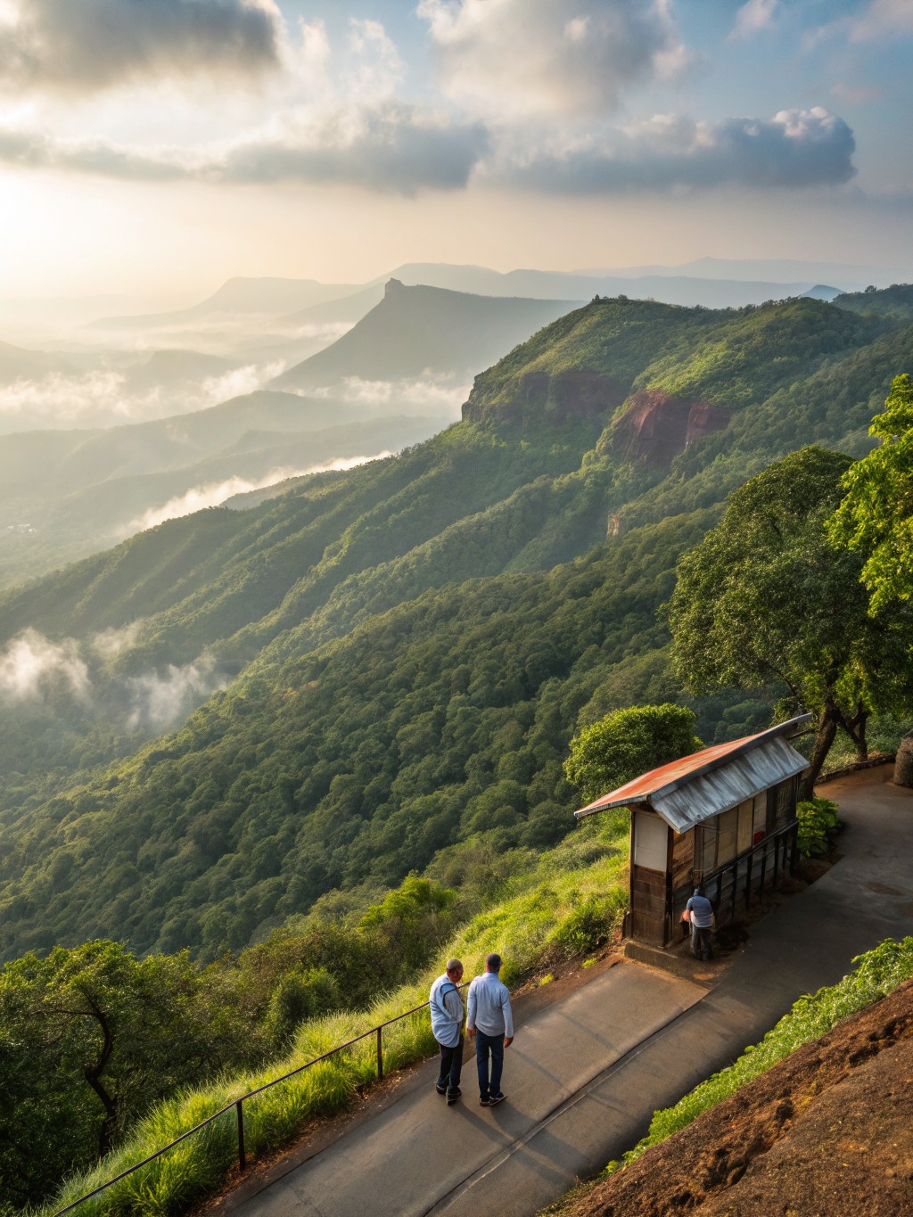 Forest foliage and tranquil wooden cottage in Matheran foothills