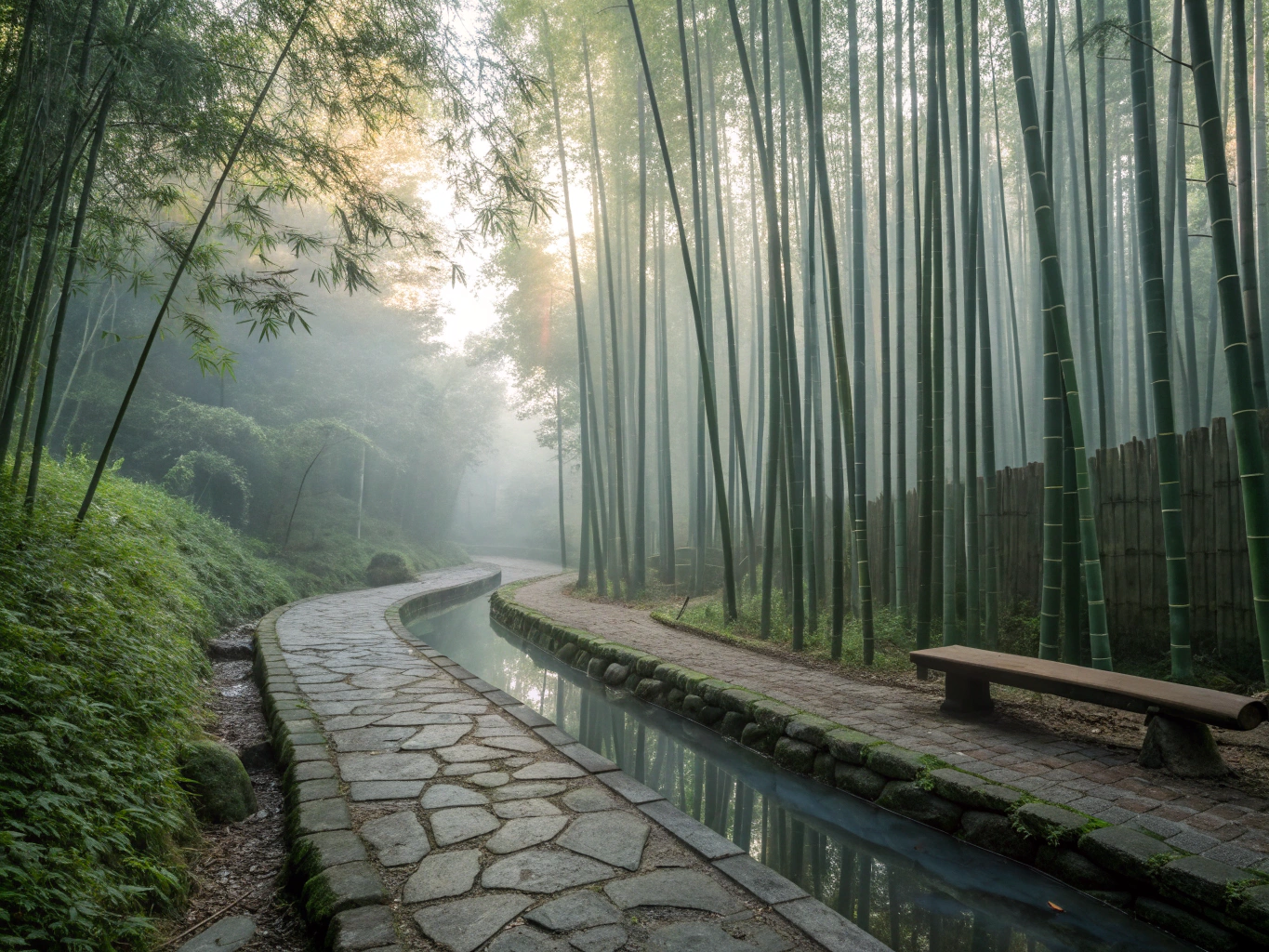 Morning mist through Western Ghats bamboo forests at Matheran sanctuary